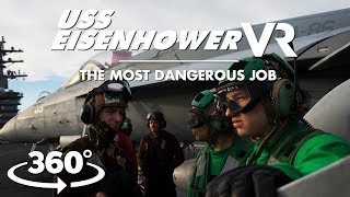 Intense and dangerous: Incredible VR views of active aircraft carrier flight deck