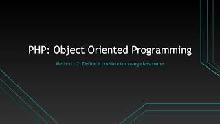 PHP | OOP : Define a constructor using class name