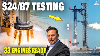 SpaceX Starship 120m rocket full Stacked Testing, 33 Engines Firing!
