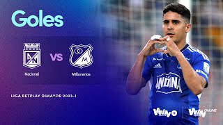 Nacional vs. Millonarios (goles) | Liga BetPlay Dimayor 2023-2 | Cuadrangulares - Fecha 1
