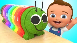 Learning Numbers & Colors for Children with Wooden Caterpillar Toy Set 3D Kids Toddlers Educational