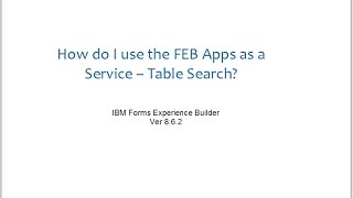 Forms Experience Builder - TableSearchService
