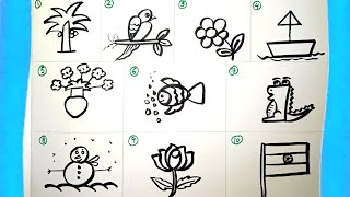 How to draw pictures using numbers 1 to 10 | Number art 1 to 10 | Draw Anything from numbers