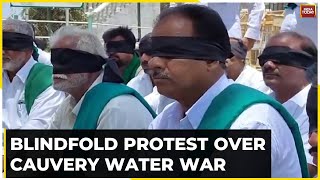 Blindfold Protest Over Cauvery Water After Cauvery Panel Ordered To Release Water | Watch