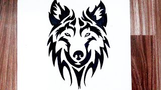 How to draw a tribal wolf head  tattoo