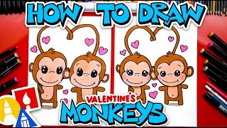 How To Draw Valentine's Day Monkeys With A Heart Tail