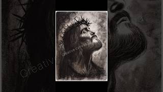 Charcoal portrait of jesus christ #shorts #ytshorts #art #jesuschrist #charcoalart #realism #drawing