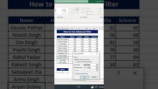 Uses of Advanced Filter #excel #msexcel #msexceltutorial #msexceltricks #shorts #shortsvideo