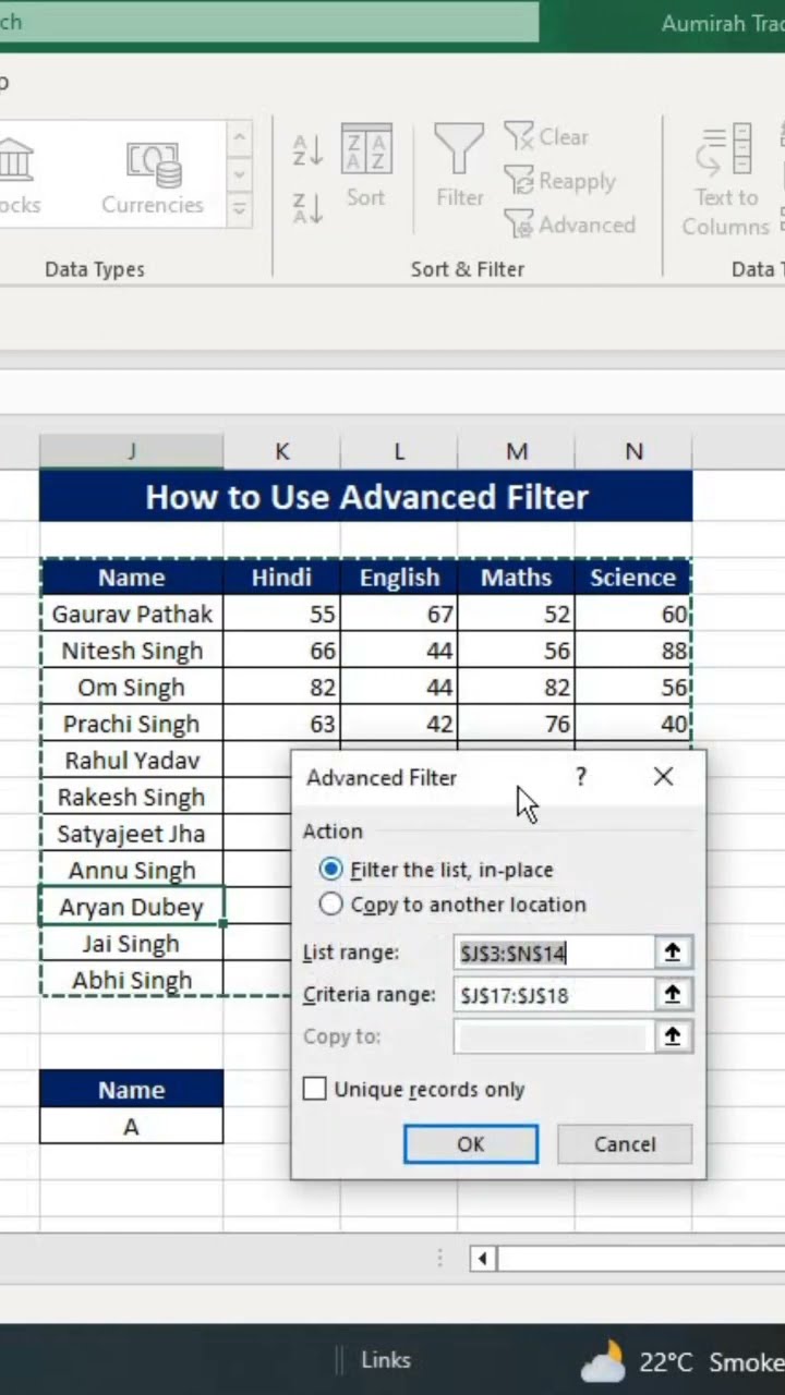 Uses of Advanced Filter #excel #msexcel #msexceltutorial #msexceltricks #shorts #shortsvideo