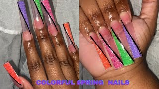 COLORFUL SPRING NAILS|   @RosalindOfficial Acrylic Review| Spring Nail Set💗💕