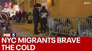 NYC migrant crisis: Asylum seekers brave cold, line up to receive shelter and services