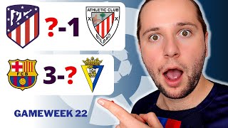 Laliga Gameweek 22 Predictions & Betting Tips | Atletico Madrid vs Athletic Bilbao