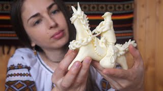 TWO SISTERS LIVE IN THE MOUNTAINS. Creating Homemade Cheese Horses in the Ukrainian village