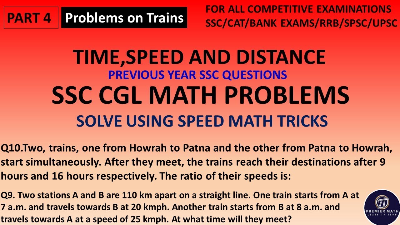 Time Speed And Distance Cgl Maths Youtube