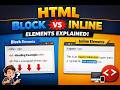 HTML Block vs Inline Elements Explained (With Examples) | Complete Beginner Guide 🚀 | HD - English