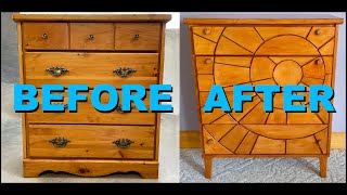 Pine Dresser Upcycle with Wood Mosaic