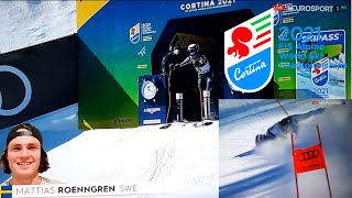 Mattias Roenngren stürzt in der Alpinen Kombination Super G | WM Cortina