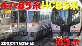 【新旧車両が並ぶ！！！南紀号は本日もALL2両編成！！！ひだ号は1号増結！！！】シリーズ キハ85系「南紀＆ひだ」】【2022年7月3日(日)雨】