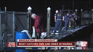 Boat in Pinellas marina catches fire, sinks