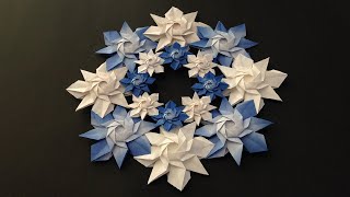 折り紙 雪の結晶リース 折り方 Origami Snowflake wreath tutorial（NiceNo1）