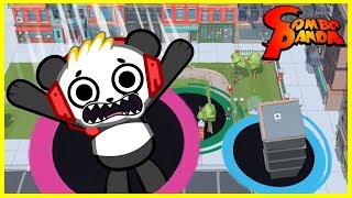 Let's Play Hole.io with Combo Panda! I ATE A WHOLE BUILDING !!!