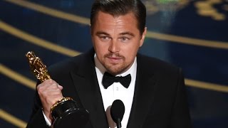 WATCH: Leonardo DiCaprio Wins For First Time at the Oscars, Talks Climate Change in Speech