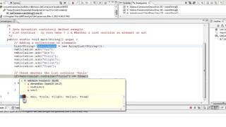 JAVA ARRAYLIST CONTAINS METHOD EXAMPLE DEMO
