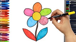 Dibujos para pintar | Dibujos para dibujar | Dibujos para colorear | Cómo dibujar flor colorida