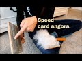 How to speed hand card angora fiber. Using 190 TPI Howard hand carders for 100% angora fiber.