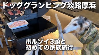 [Awaji Island_Dog Glamping Awaji Atsuhama] We went on our first family trip with 3 Borzois!