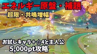 【原神】エネルギー原盤・補題　6日目　5000ptクリア　お試しキャラ＋☆4と主人公