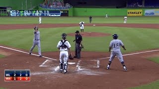 MIL@MIA: Santana slugs an opposite-field two-run shot