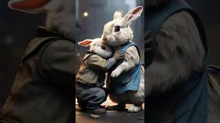 Rabbit works hard to support his mother #rabbits #rabbit #ai #cute #viralvideo