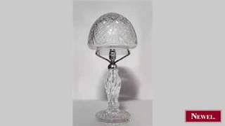 Antique English Victorian cut crystal table lamp with dome