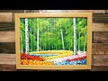 【白樺と花畑 】 油彩画 芸術 油絵 絵 アート oilpainting oil painter paintingsea peinture　 森　 白樺