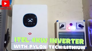 Itel 4kw hybrid Inverter with pylon tech 24 volt lithium battery 6 himoX7 605 panels in Landhi no 3