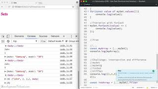 23. Sets; Challenge Intersection and Difference - Modern JavaScript ES6