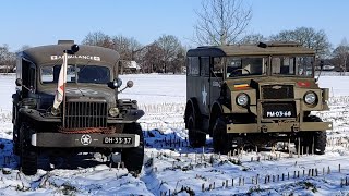 1943 CMP Chevrolet C8A (and a 1943 Dodge WC-54) off-road in the snow, and a bit of mud