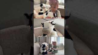 Cute Mia with her Dairy Cow plush toys!🐄🐮  #stuffedanimals #plushtoys #cow #christmasgiftguide