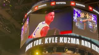 Lakers played  tribute  for Wizards Kyle Kuzma & KCP before tonight's game at CR