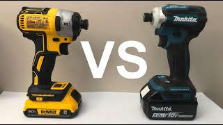 Dewalt DCF887 vs Makita XDT16 impact driver wobble test