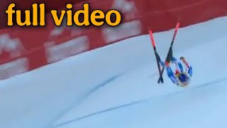 French skier Cyprien Sarrazin crashes  in downhill training in Bormio |Cyprien Sarrazin crash video