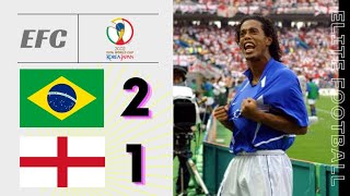 Brazil vs England 2-1 || World Cup 2002 Quarter Final || Ronaldinho Stole the Stage 👍