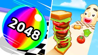 Ball Run 2048 | Sandwich Runner - All Level Gameplay Android,iOS - BIG NEW APK UPDATE