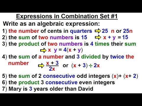 Algebra Ch 0 6 Basic Concepts 32 Of 36 Algebraic Expressions In