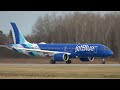 first look jetblue a220 300 new livery departing montreal ymx cymx