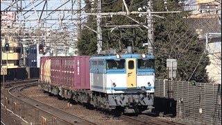 EF65-2127（カラシ）牽引の鹿島貨物が西千葉駅を通過　2018年2月18日