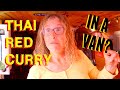 Making Thai Red Curry with Shrimp In A Van - ASMR