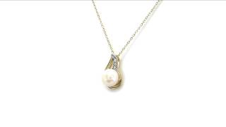 Silverona 2.69CTW Genuine Pearl \u0026 White Cubic Zircon .925 Sterling Silver Gold Plating Pendant