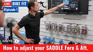 How to set up your bike saddle fore and aft position (Bike Fit Live from Studio)